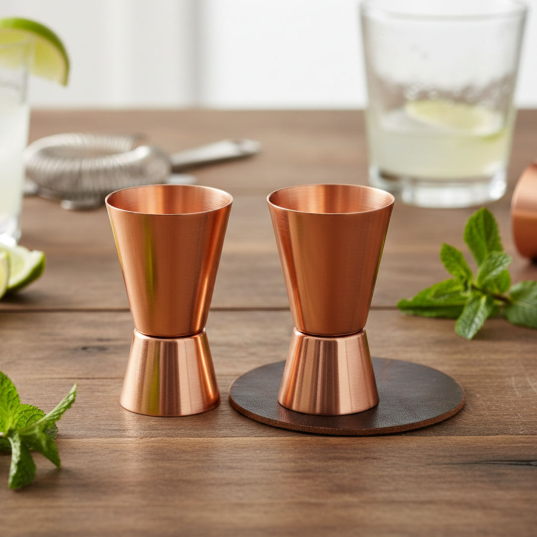 Pure copper shot glass jigger each taquila vodka shot drinkware bar hotel restaurant tableware, 50 ML
